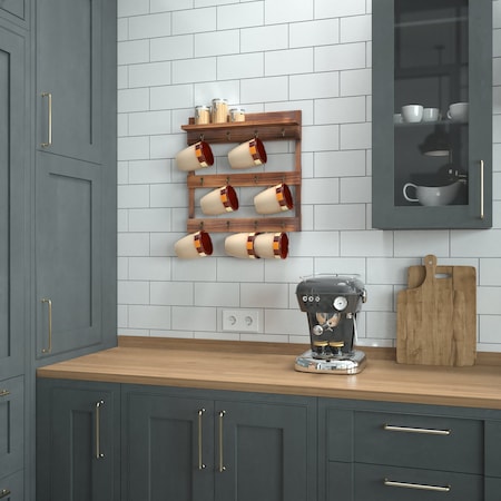 Flash Furniture Rustic Brown Coffee Mug Rack with Storage Shelf HFKHD-GDI-CRE8-922315-GG